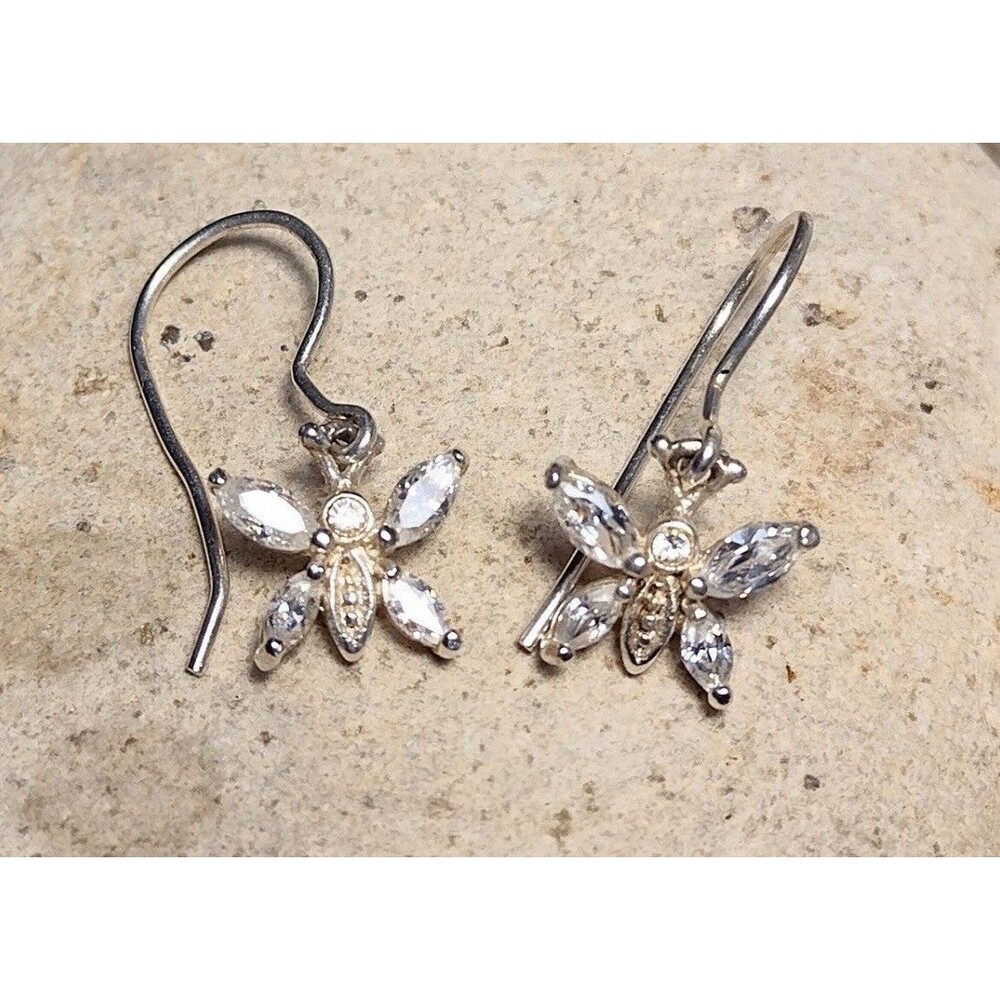 .925 Sterling Silver Crystal Butterfly Earrings